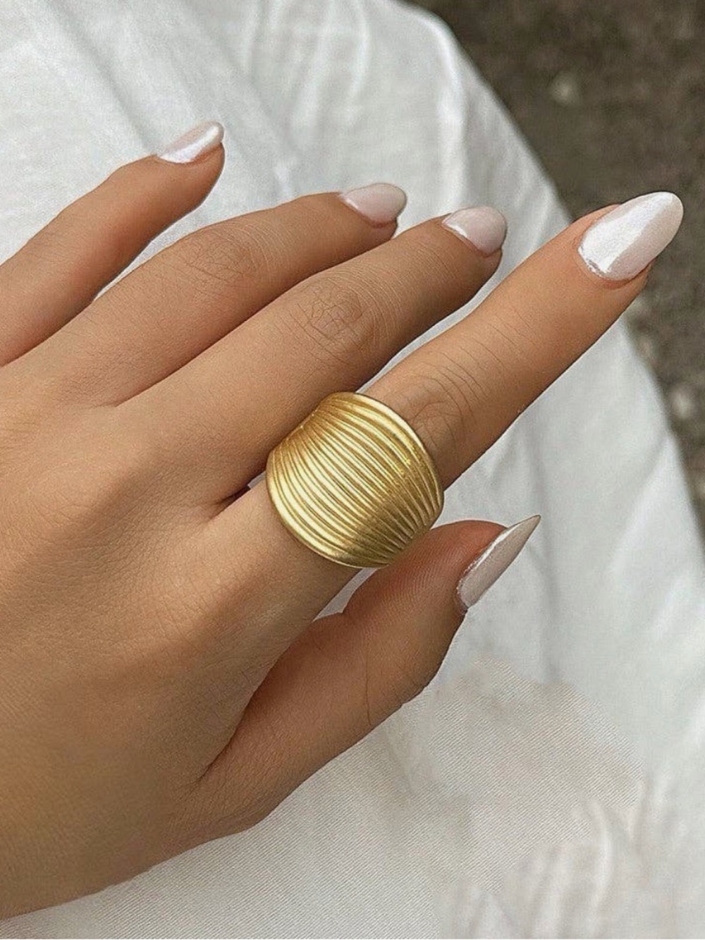 Matte Gold Electroplate Cuff Ring